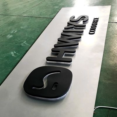 LED 모듈은 스테인리스 스틸 사용자 지정 글자와 로고를 조명합니다.