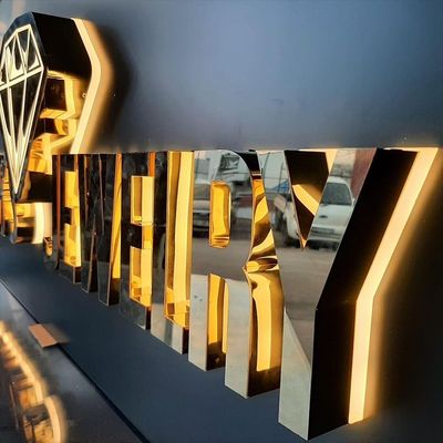 LED 모듈은 스테인리스 스틸 사용자 지정 글자와 로고를 조명합니다.