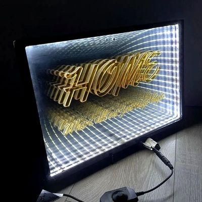 템퍼드 글래스 아크릴 3D 미러 인피니티 효과 3D LED 미러 12V 입력 전압