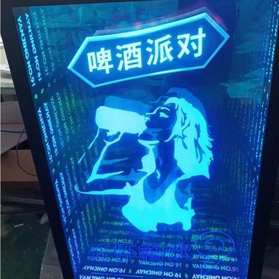 템퍼드 글래스 아크릴 3D 미러 인피니티 효과 3D LED 미러 12V 입력 전압
