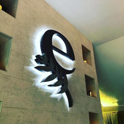 브러쉬 알루미늄 글자와 LED 백 라이트로 주문 제작 된 금속 표지판