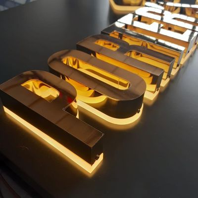 12V 백글리트 LED 스테인리스 스틸 글자 가게 사무실 쇼핑몰 아크릴 금속 표지판